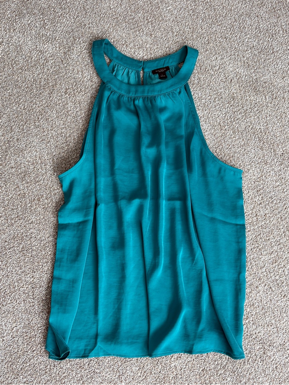 Ann Taylor Teal Satin Halter Neck Tank